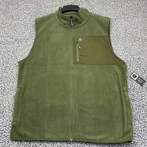 Salty‎ Crew Vest Jacket Men Large Olive Green Ebbtide Polar Fleece New L